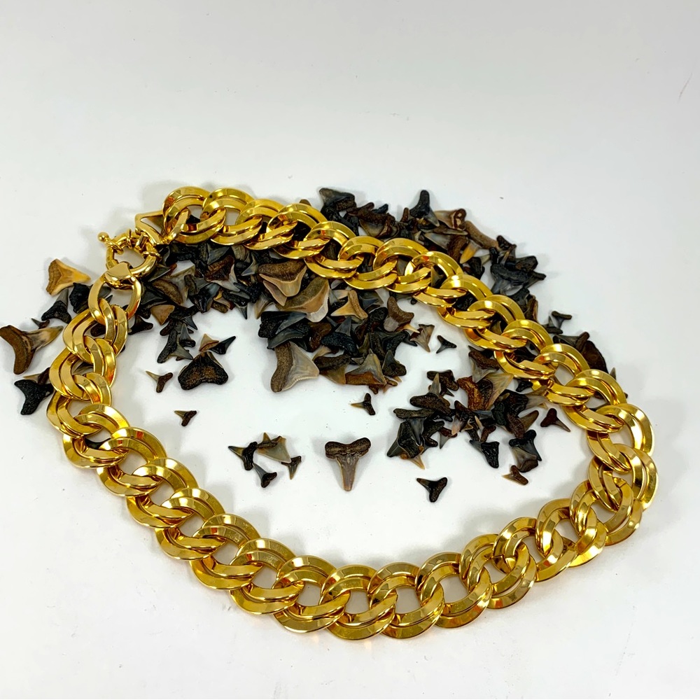 Gold Toned Chunky Double Link Chain Necklace